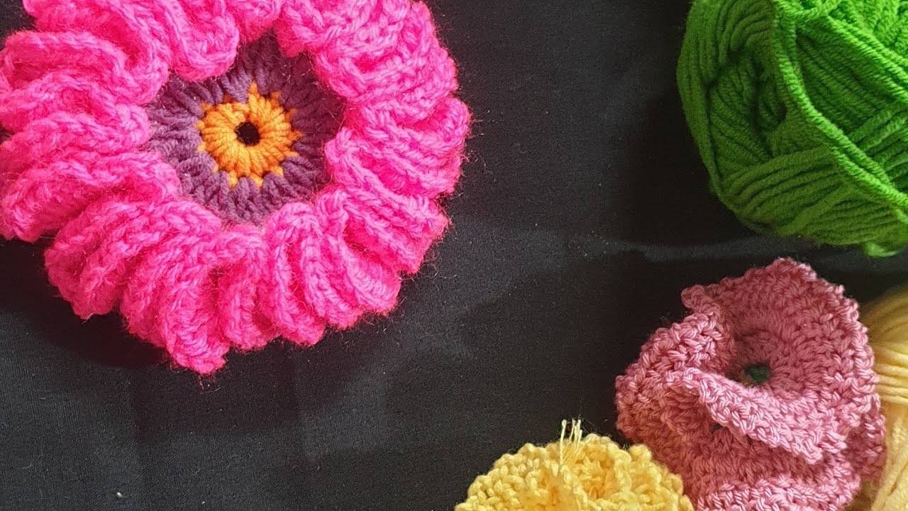 Crochet 3D flower#youtube #pattern #flower@TheCrochetworld