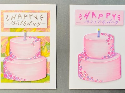 DIY 3D Birthday Card + Cake Drawing & Coloring Tutorial | Keds Vee’s Art