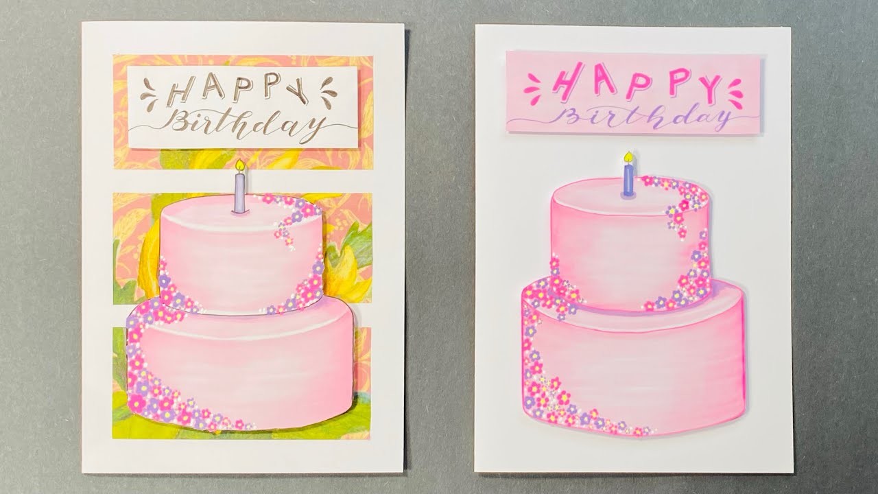 DIY 3D Birthday Card + Cake Drawing & Coloring Tutorial | Keds Vee’s Art