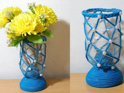 DIY Beautiful Flower Vase from waste bottles | Waste bottle craft ideas | waste material craft idea