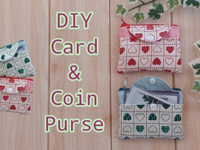 DIY Card & Coin Purse. How to make simple design card & coin purse. mini wallet. sewing tutorial.
