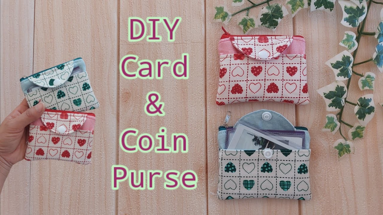 DIY Card & Coin Purse. How to make simple design card & coin purse. mini wallet. sewing tutorial.