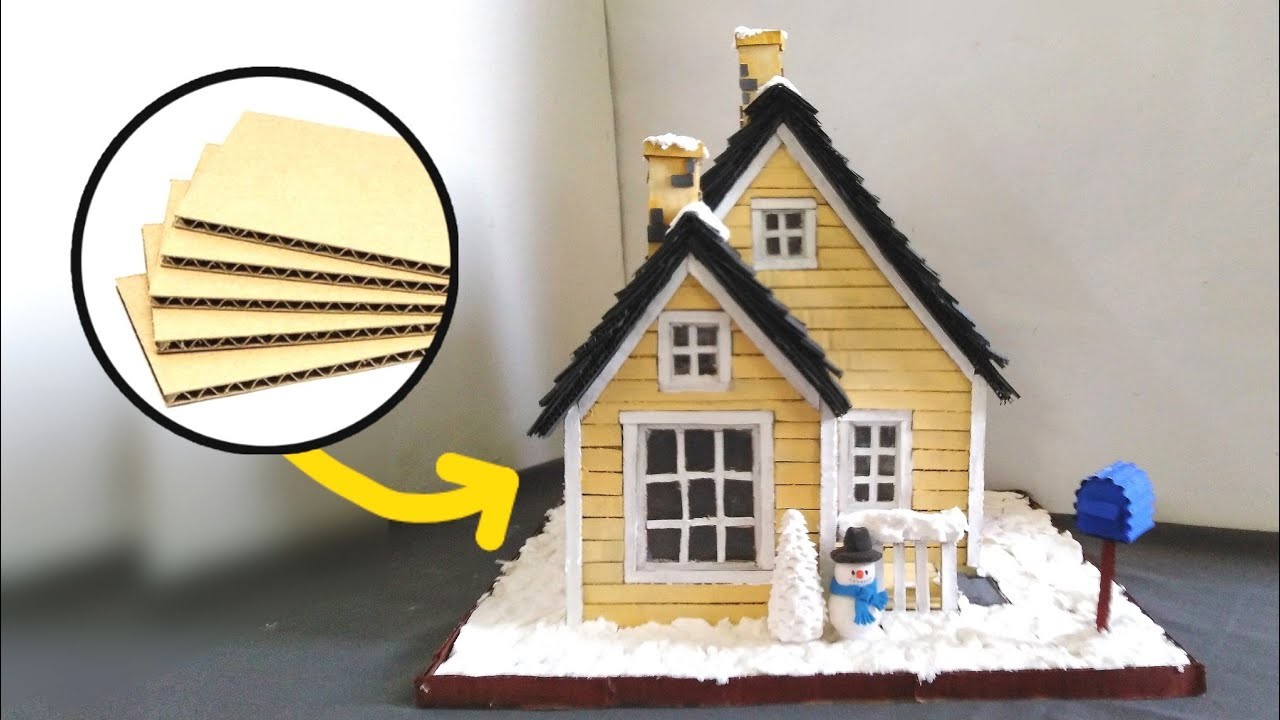 Diy Cardboard House. DIY Winter Miniature House