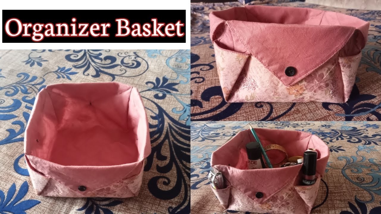 DIY Fabric Storage Basket. Organizer Basket With Corner Pocket #StylishWorld