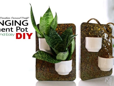 DIY hanging cement planter || easy cement pottery making || cement project || garden DIY ideas