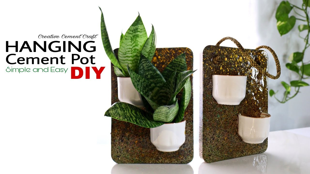 DIY hanging cement planter || easy cement pottery making || cement project || garden DIY ideas