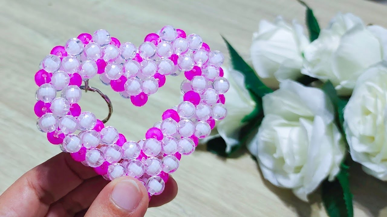 DIY Manik Mutiara || How To Make Heart Keychain || Bead Crafts