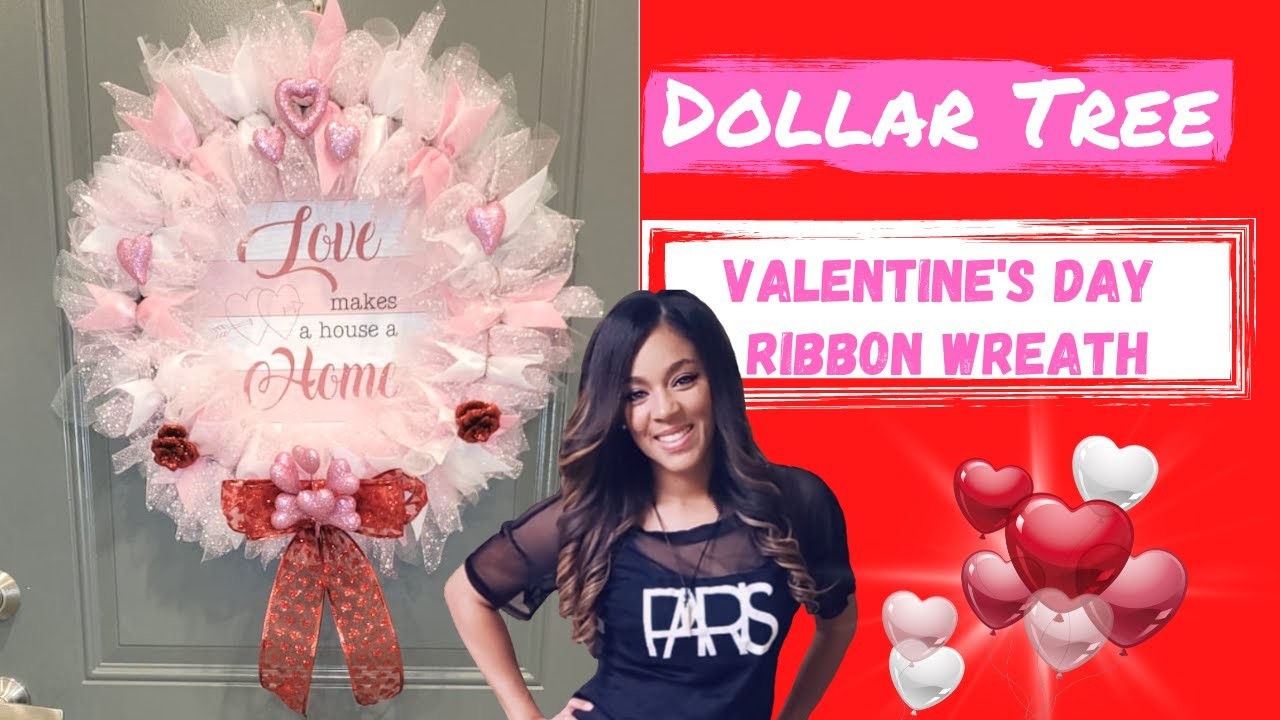 Dollar Tree Valentine's Day Ribbon Wreath 2023