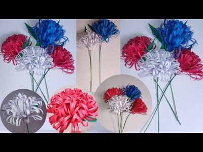 How to make paper flower tutorial | Flower making in easy steps | Crafts |School craft
