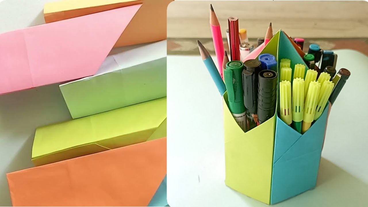 How to make pen stand with paper || pen and pencil stand #youtubevideo #penstand #diy