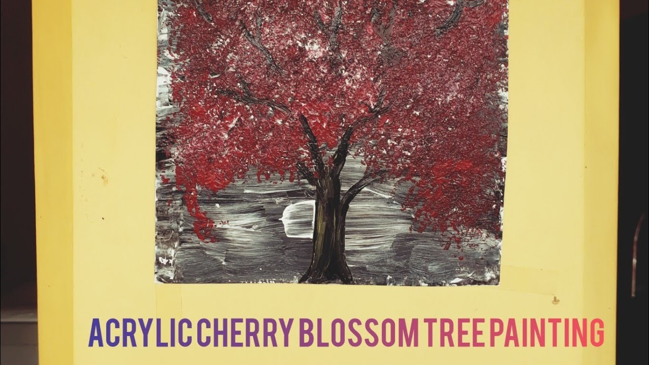 How to paint acrylic cherry ???? blossom tree easily ????????????????????