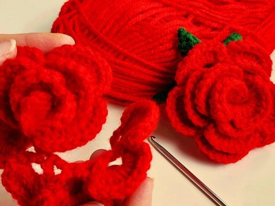 Incredible ???? Very easy red rose making ✅ Everyone will love. Online Crochet Tutorial