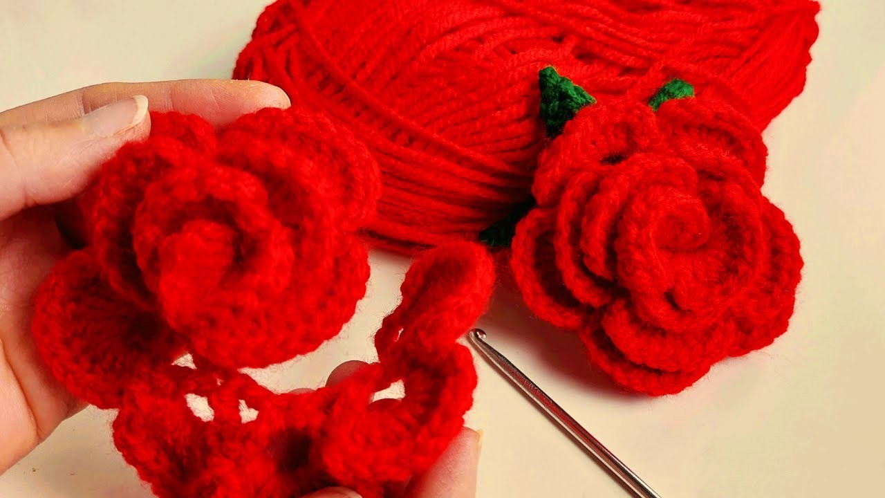 Incredible ???? Very easy red rose making ✅ Everyone will love. Online Crochet Tutorial