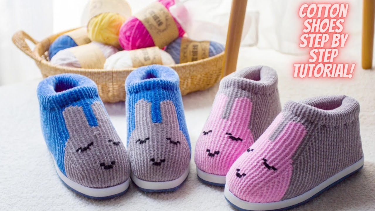 Learn How to Crochet Super Cute and Comfy Cotton Shoes Step by Step Tutorial #knittingvlog