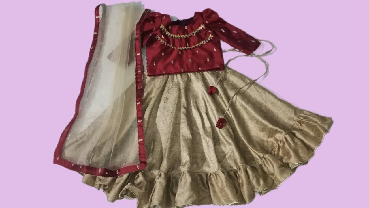 Lehanga choli cutting and stitching.designer lehanga choli full tutorial for baby girl
