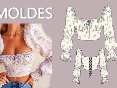 MOLDES TOP FLORAL PUFF SLEEVE. PDF PATTERNS