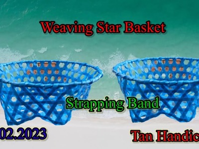Tutorial ke 1194 - Weaving Star basket ( Strapping Band )