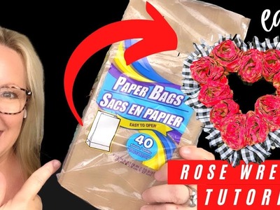 Twisted Rose Valentine Wreath Tutorial | Dollar Tree Wreath | How to Make a Paper Rose