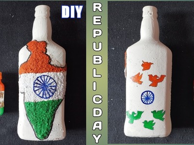 Two Republic Day Craft 2023. Bottle Art. Bottle Decoration Ideas