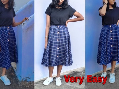 Umbrella skirt cutting and stitching.How to sew a skirt tutorial. Leo