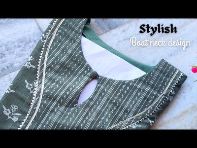 Very Easy Boat Neck Design Cutting and Stitching. sewing for beginners