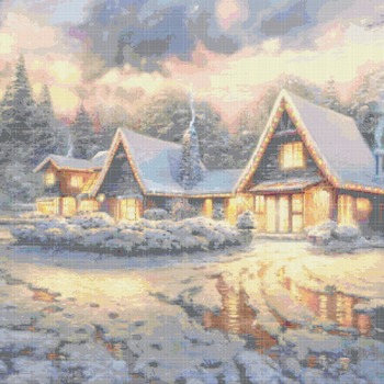 counted cross stitch pattern Christmas Cottage K1nk@de 496* 310 stitches CH198