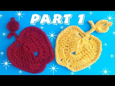 Crochet Applique Apple - PART 1 ???? Crochet applique tutorial ???? Crochet fruit applique