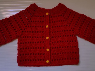 Crochet  beautiful sweater for boys and girls. size new born to 2 years. part 1.