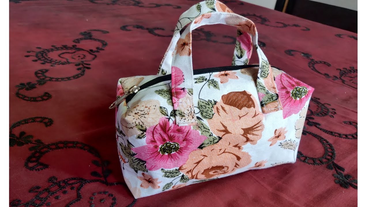 DIY : how to make pouch bag. fabric bag cutting and stitching