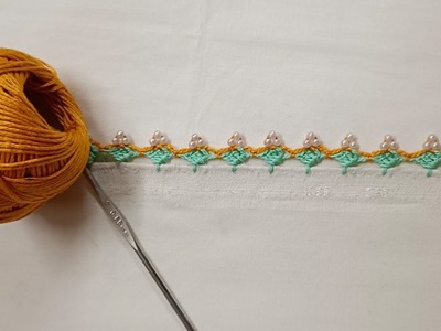 Easy dupatta neck and sleeves crochet lace.asani se banaye gale aur aastin pe qureshia lace pattern