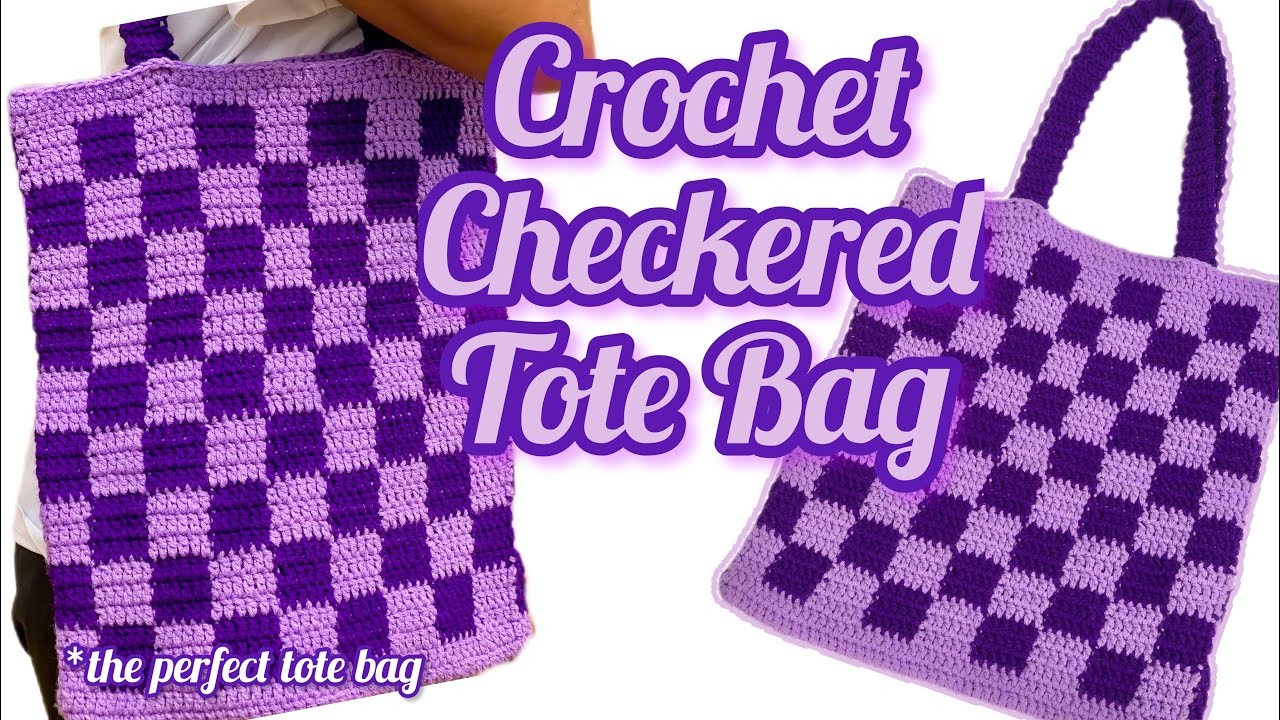 Easy Way to Crochet a Checkered tote bag|Beginners friendly. #crochetbag #totebag #crochettotebag