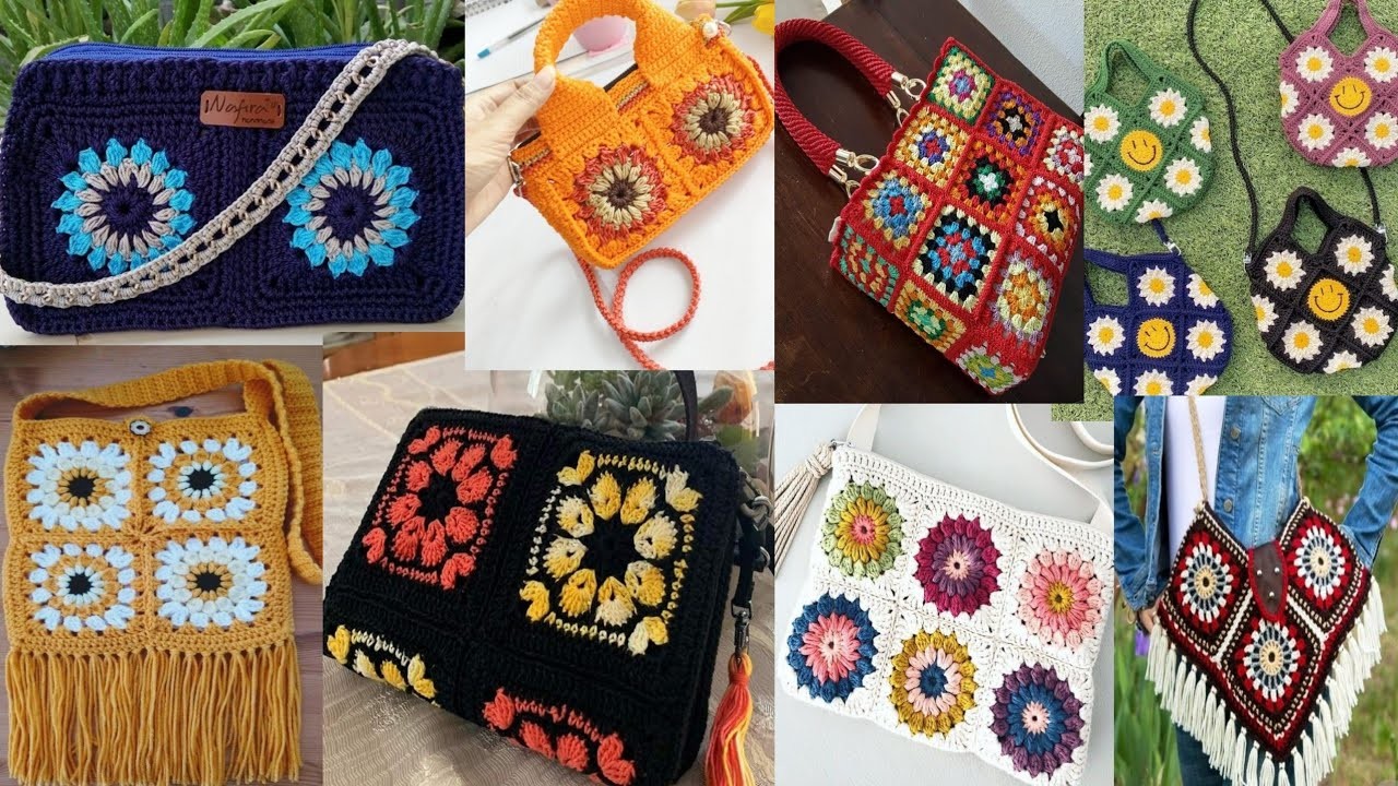 Granny square crochet Bags ideas and pattern