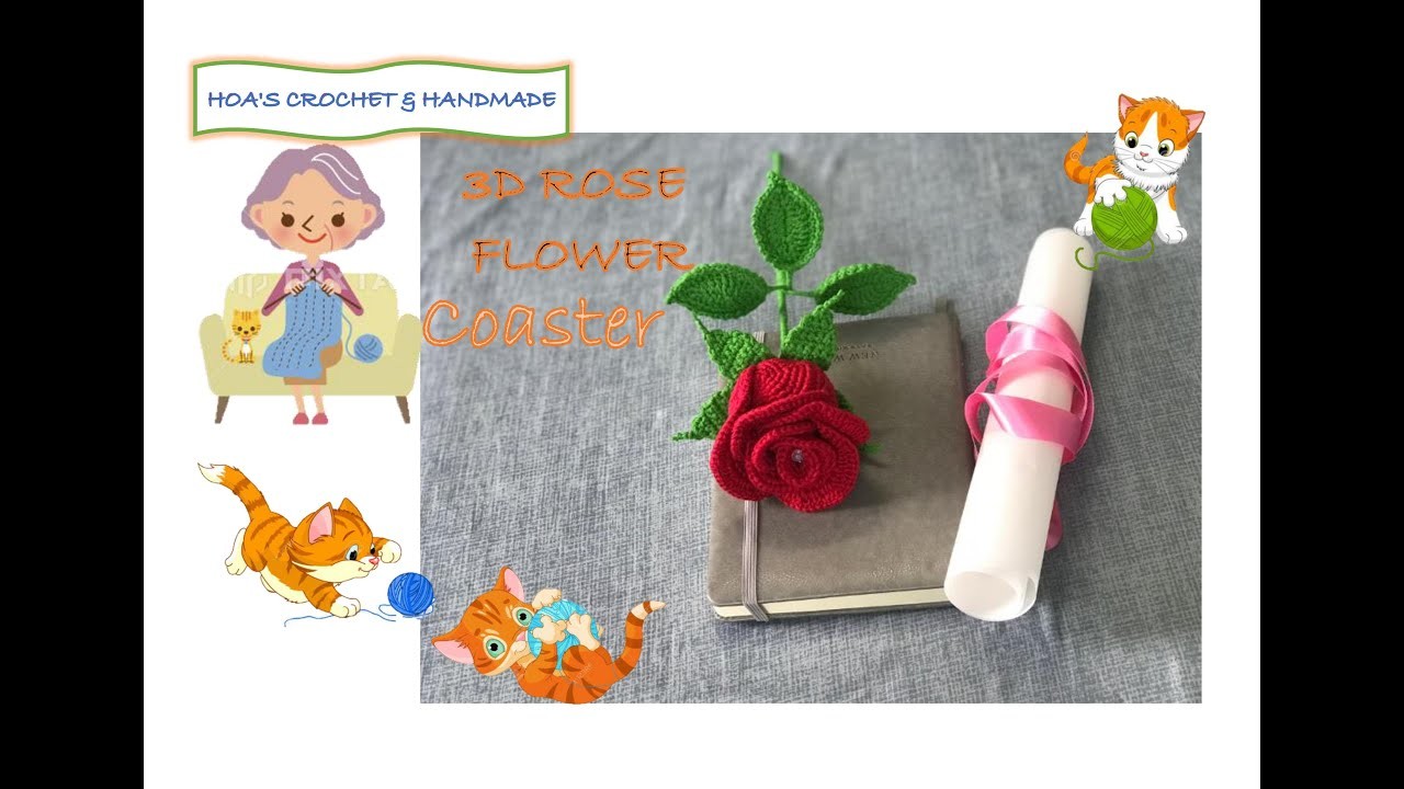How to crochet 3D Rose flower for Valentinesday. Cách móc hoa hồng 3D tặng Valentine#valentinesday