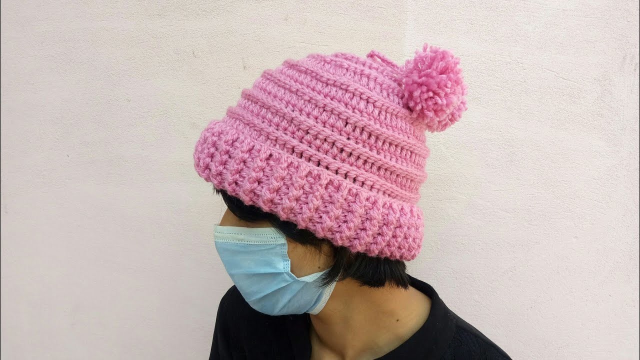 How to Crochet a 3D Slouchy Beanie Hat with pom poms
