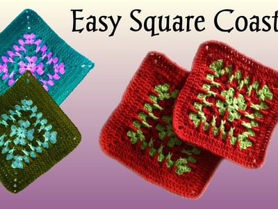How to crochet an easy fast Square Coaster | square crochet pattern| granny square coaster tutorial
