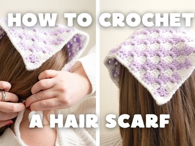 How to make a crochet bandana | Checkered Triangle Hair Scarf Tutorial For Beginners