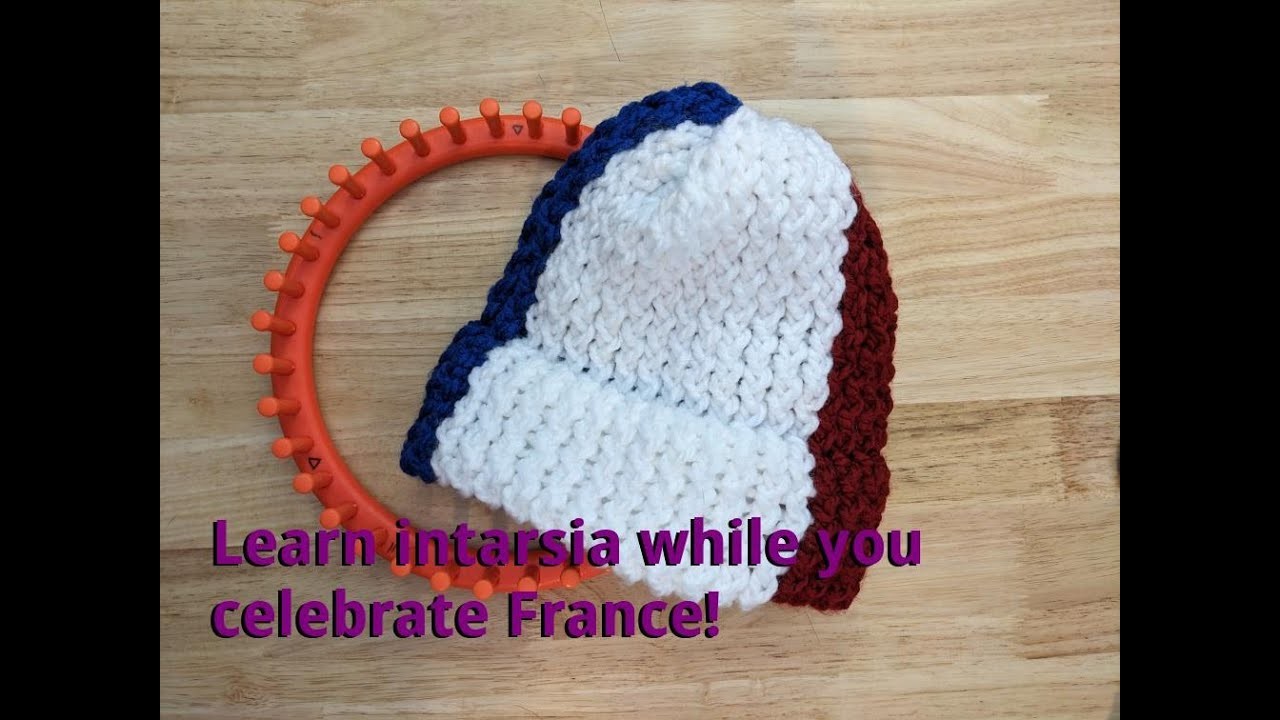 Intarsia on the knitting loom - France hat