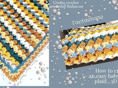 Left hand How to Make an Easy Crochet Baby Blanket 3D stitch