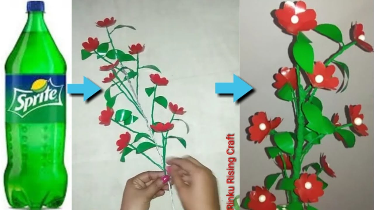Plastic bottle craft.DIY Flower from waste bottle craft.How to make waste sprite bottle craft.