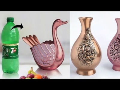 Plastic bottle spoon holder making at home |Gift item showpiece making |plastic bottle flower vase