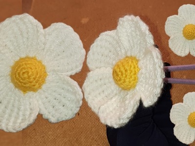 WOW Amazing Very Easy Knitting Crochet Rose ????????Making tunisian daisy buckle making