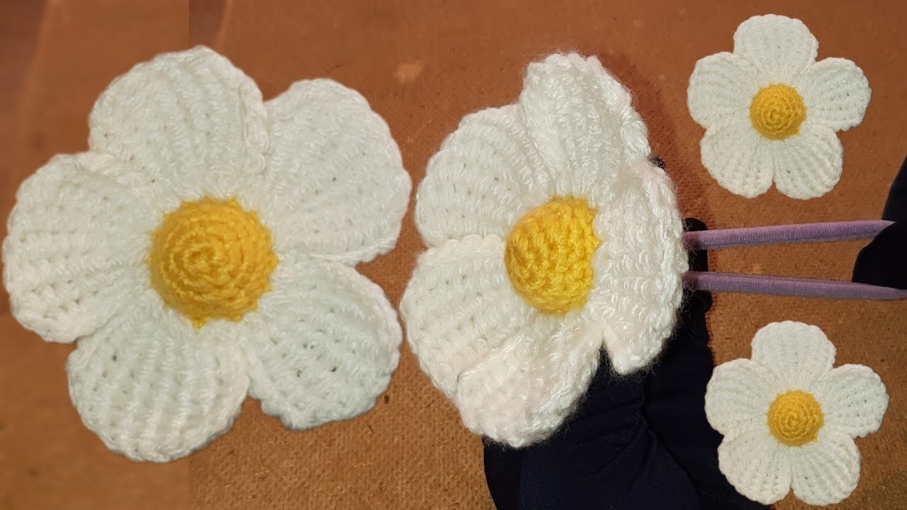 WOW Amazing Very Easy Knitting Crochet Rose ????????Making tunisian daisy buckle making