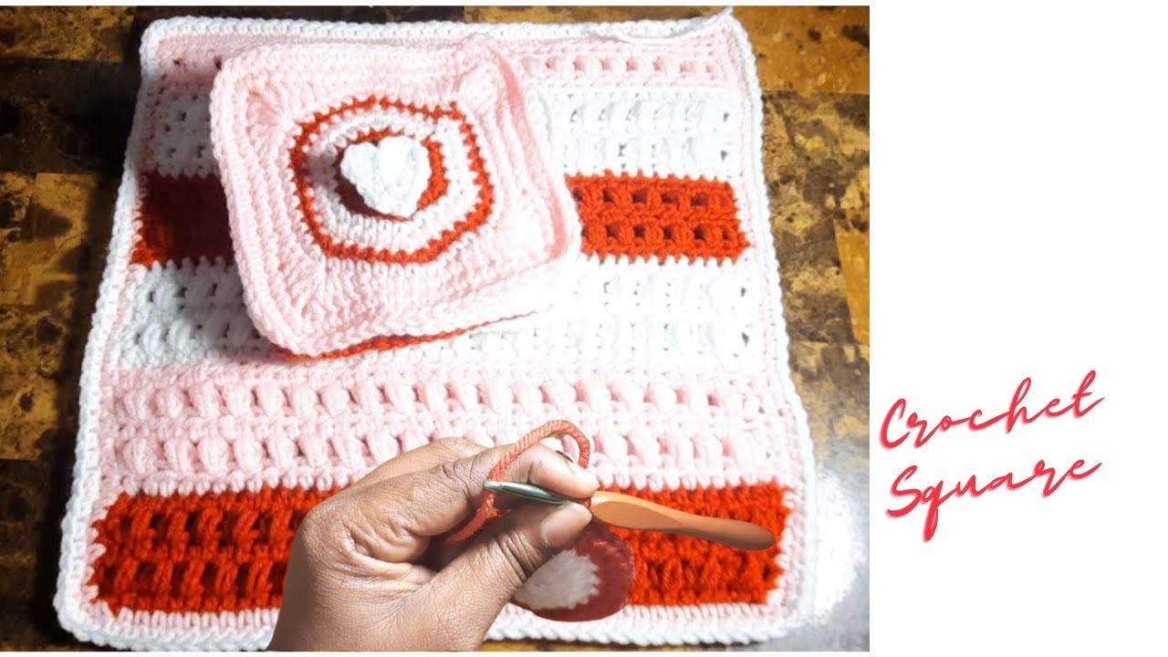 Yr3: Design 95 | Crochet Motifs Pattern | How to Crochet a Granny Square | Crochet a Small Heart