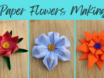 3 Easy Paper Flower Making Ideas.How To Make Flower With Paper.Paper Craft.Flowers Making