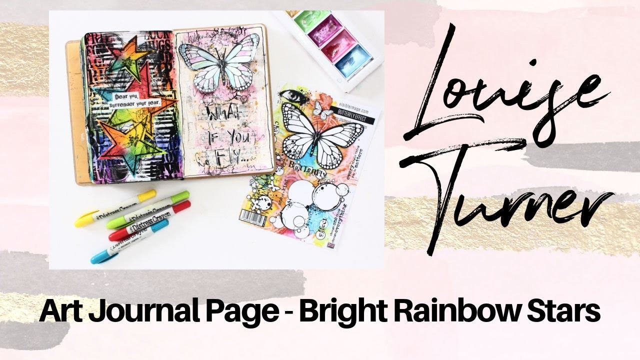 Art Journal - Watercolour Rainbow + hand drawn stars