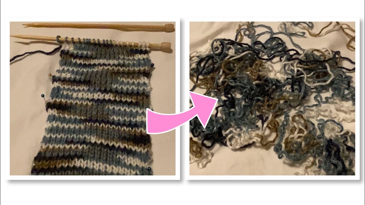 ASMR: Frogging my knit practice sample