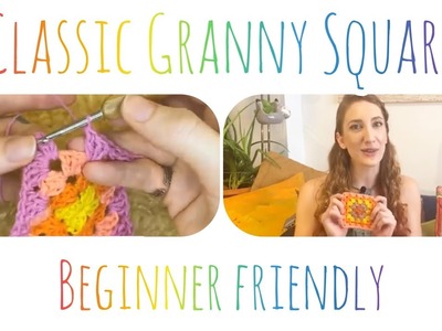 Crochet a Classic Granny Square | Easy Tutorial | Beginner Friendly | 5 Colours!