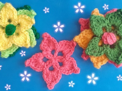 Crochet Flower and Crochet Floral Motifs three layer ????  3d crochet flowers ????