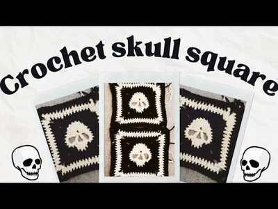 Crochet Skull Granny Square, check out this awesome Skull Granny square #crochetskullgrannysquare