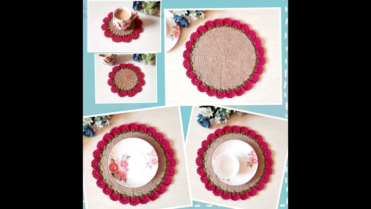 Crochet table mat - super easy tutorial | Crochet doily.crochet Placemat.Crochet Thalposh